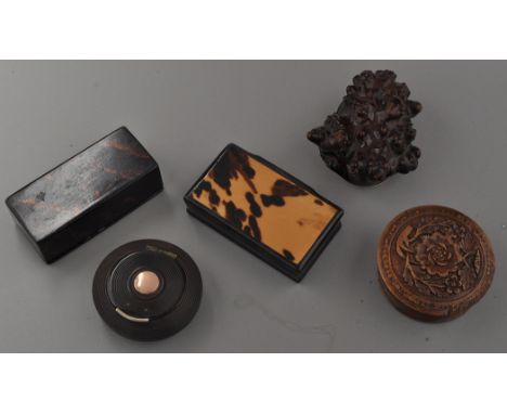 A Scottish 19th Century burr wood root snuff-mull, with modern silver cover, by Goldsmiths & Silversmiths Ltd., Birmingham; a