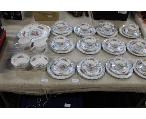 A 42 piece Shelley tea service (Crochet pattern 13303) one of the cups has had a repair on the handle &amp; another cup has a