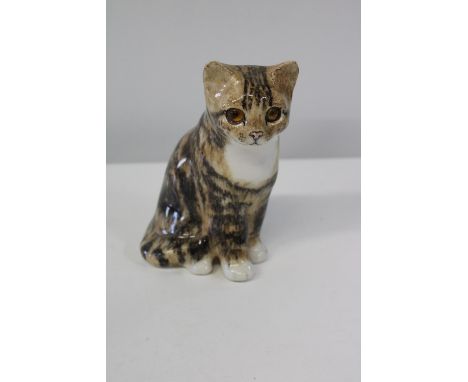 A hand crafted &amp; signed ceramic cat figure. 19cm tall 