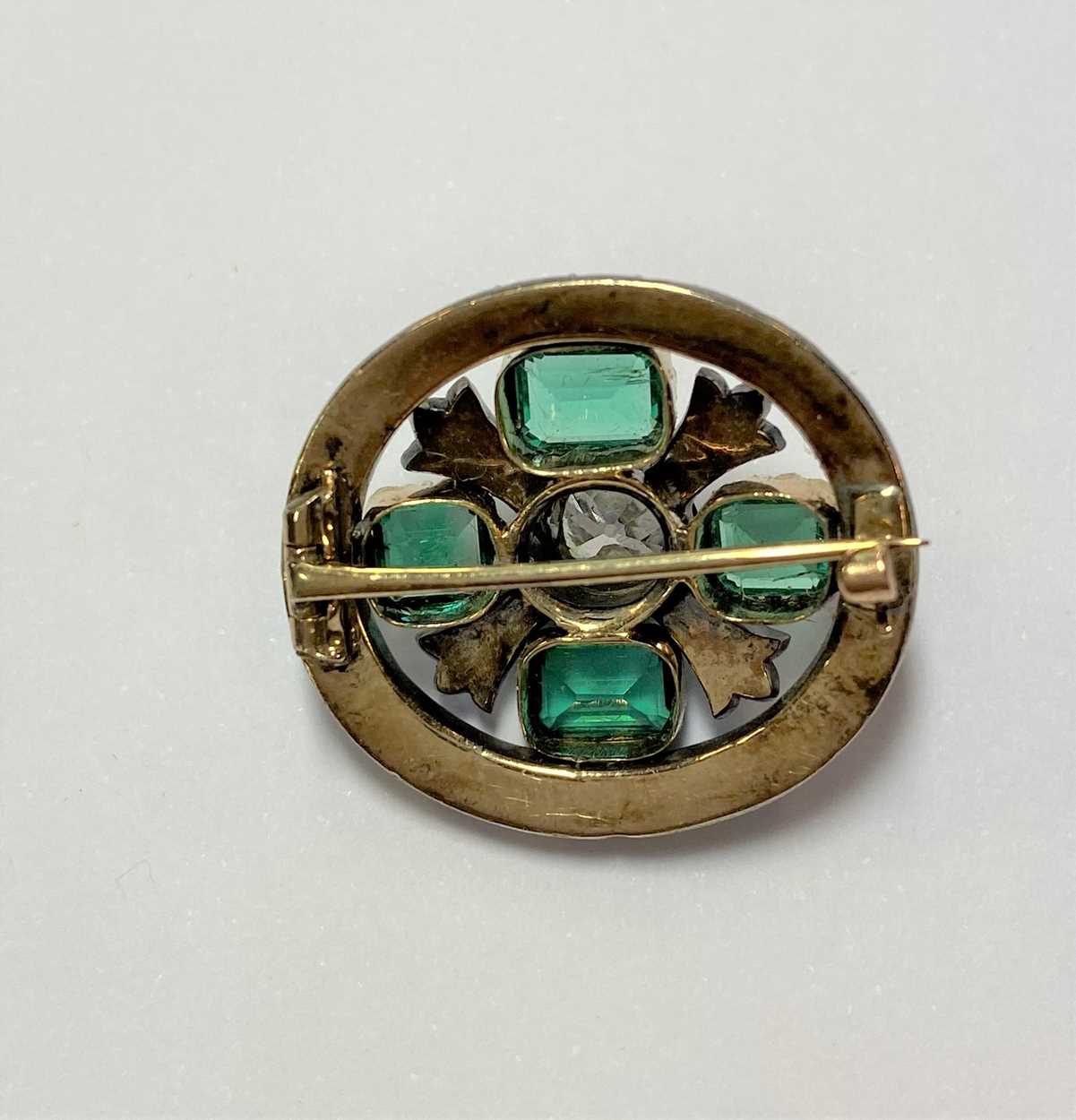 A 19th Century emerald and diamond brooch, in - Cheffins Fine Art