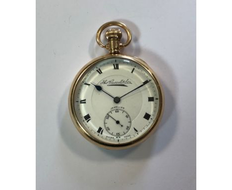 c1929, the signed white dial, 41mm diameter, with black Roman numerals, blued spade hands, subsidiary seconds register at 6 o