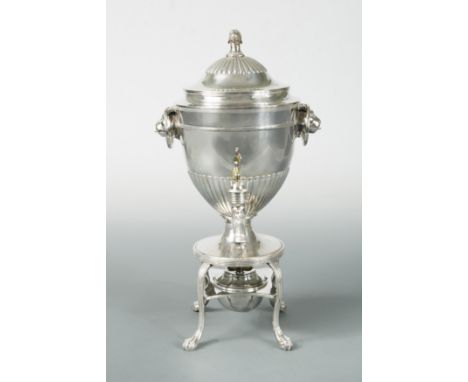 by Henry Chawner, London 1794, of traditional half gadrooned urn shape with two dog mask and ring handles, the part marked fr