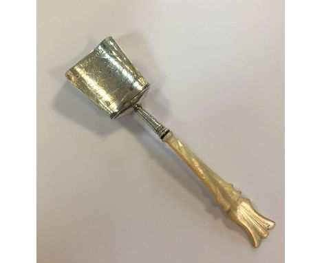 possibly by James Collins, Birmingham 1839, with mother of pearl handle, the blade decorated with bright cut floral designs o