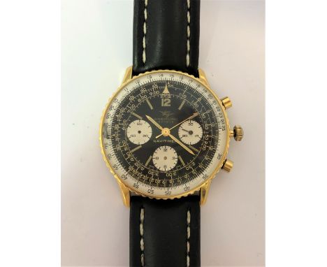 c1964, model 806, the signed 'reverse panda' dial, 38mm diameter, with twin jet logo, gold coloured batons and hands and gold