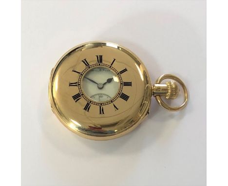 c1900, the front lid with blue enamel Roman numerals and chemin de fer chapter ring, signed white dial, additionally marked '