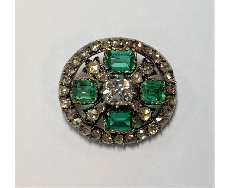 central old cushion cut diamond, estimated approximate weight 0.70ct in a cut down setting, connected to four bars each set w