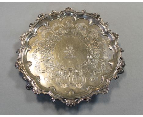 by Henry Wilkinson &amp; Co, Sheffield 1845, circular with scalloped rim, the field engraved with symmetrical designs around 