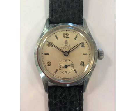 c1947, model 4453, the signed silvered dial, (with Tudor rose within a shield), 25mm diameter, with alternate luminous batons