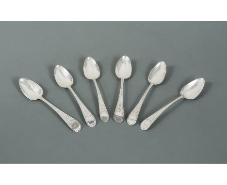 the first set by Robert Sallam c1766, with London hallmarks, 'Old English' pattern with very faint monogram (cased), the seco