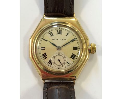 c1929, the signed quartered two-tone (champagne and silvered) Art Deco style dial, 24mm diameter, with black Roman numerals, 