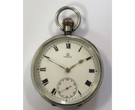 c1914, the signed white dial, 42mm diameter, with black Roman numerals, gold coloured spade hands, subsidiary seconds registe