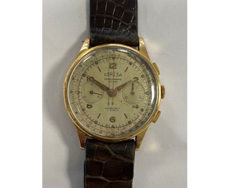 c1950, the signed cream coloured dial, 35mm diameter, with gold coloured alternate batons and Arabic numerals and gold colour