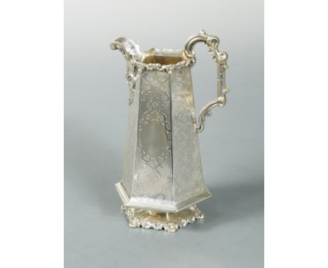 by John Angell II &amp; George Angell, London 1847, of tapering hexagonal form decorated all over with symmetrical engraving 