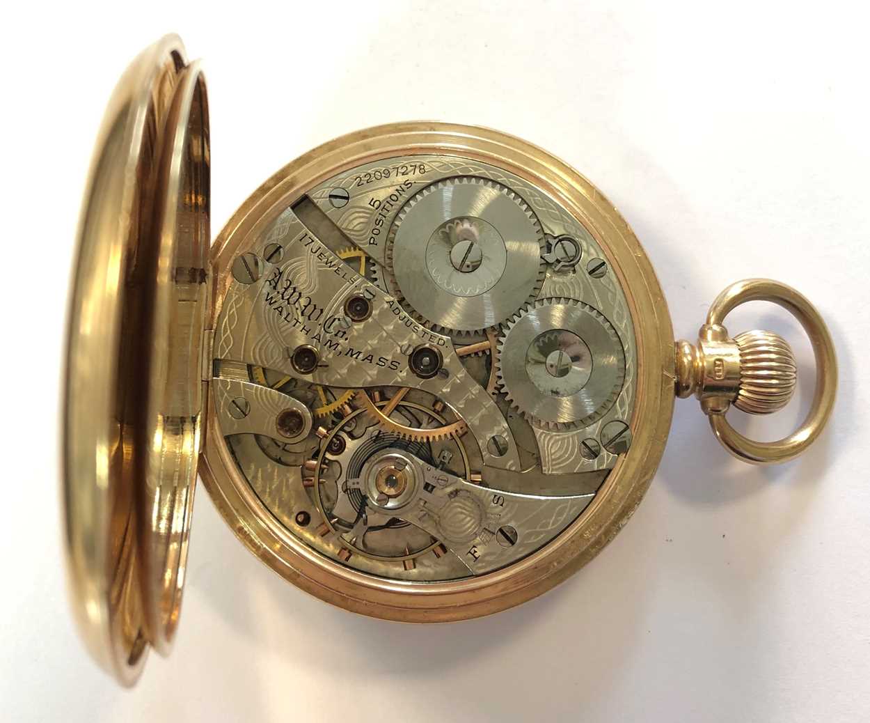Waltham A rare 9ct gold openfaced pocket watch, in Cheffins Fine Art
