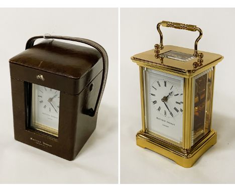 BRASS CARRIAGE CLOCK IN CASE - MATTHEW NORMAN - NEW - 12 CMS (H) APPROX