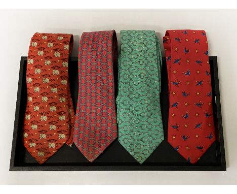 FOUR HERMES SILK TIES