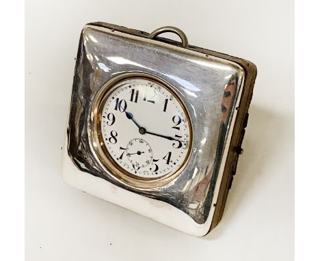 HM SILVER CASED GOLIATH TRAVEL CLOCK