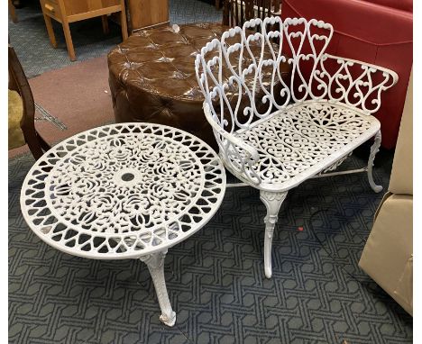 CAST IRON BENCH &amp; TABLE