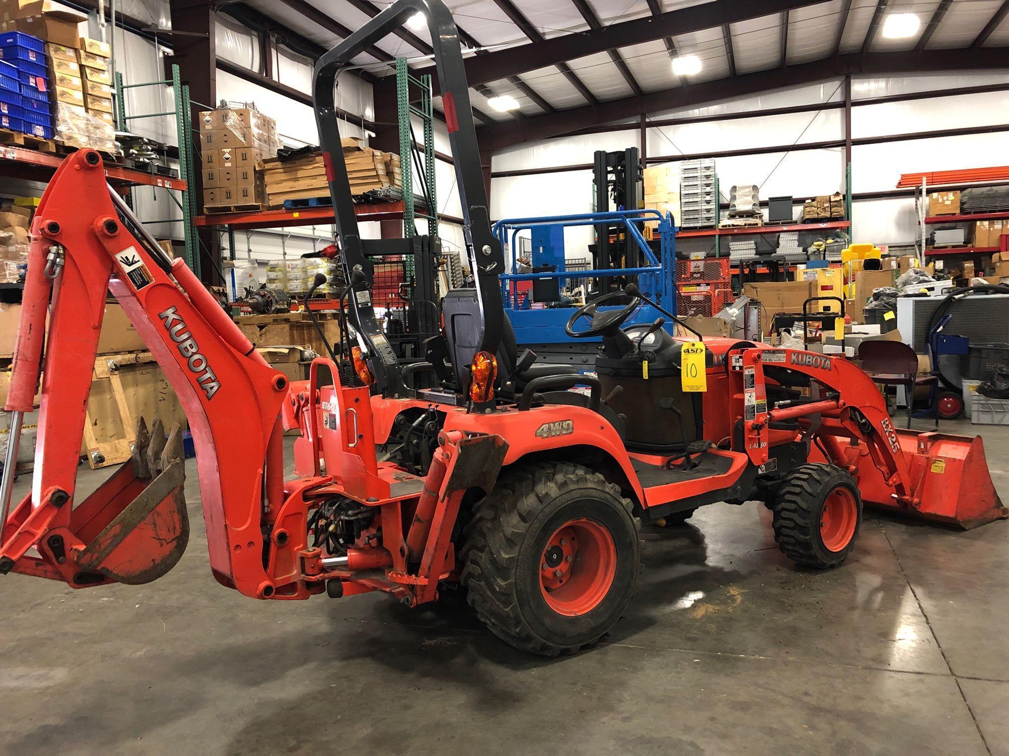 KUBOTA BX25D LOADER BACKHOE WITH BT601 ATTACHMENT, 4X4, 838 HOURS