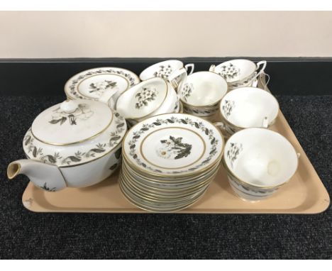 A tray of thirty six pieces of Royal Worcester Bernina tea china CONDITION REPORT: Teapot finial with hairline crack. Otherwi