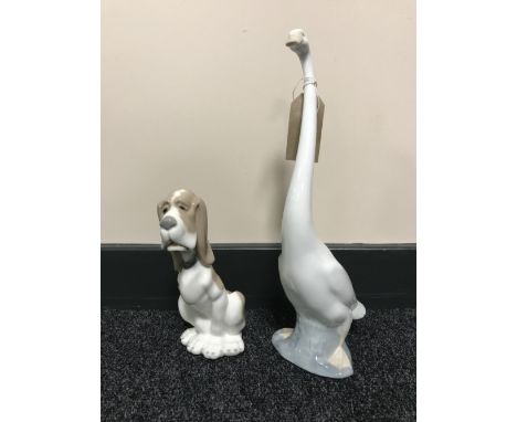 Two Nao figures - swan and hound 