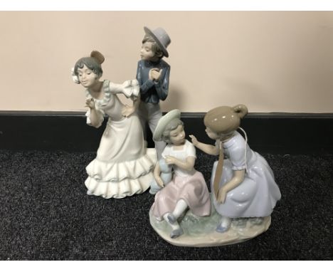 Two Nao figures - Spanish dancers and two girls 