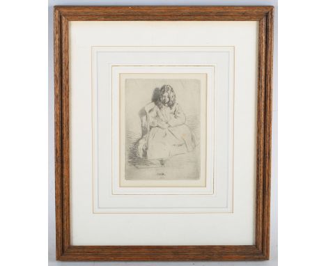 James Abbot McNeill Whistler - 'Annie', etching, published circa 1858, titled recto, Thomas Agnew &amp; Sons gallery label ve