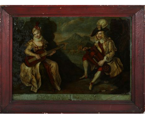 J. Johnson, after Charles-Antoine Coypel - 'If Musick of its Self has Soothing Charms…' (Lady playing a Guitar and Gentleman 