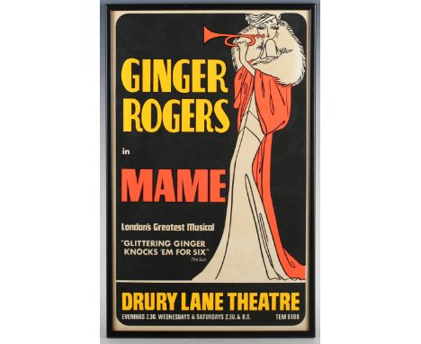 Theatre Royal (publisher) - 'Ginger Rogers in Mame, Drury Lane Theatre', screenprint with colour lithography, printed 1969, s