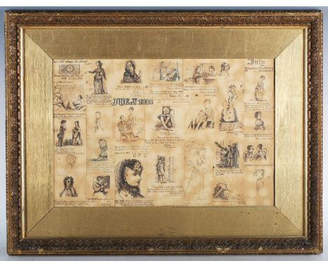 William Cowie - Vignettes of Women, twenty-six pen with ink illustrations, inscribed and dated 1881, overall 29cm x 43.5cm, w