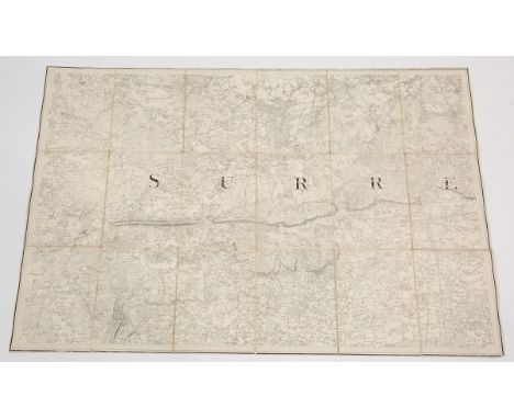 Wiliam Mudge (publisher) - Ordnance Survey Maps of Southeast England, six engravings in 18 sections, folding and backed onto 