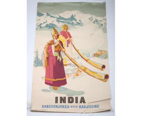 Government of India (publishers) - 'India Kanchenjunga near Darjeeling' (Travel Poster), lithograph in colours, printed by Gl