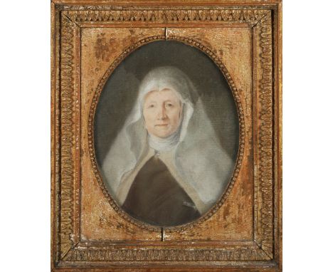 Continental School - Half Length Portrait of a Nun, late 18th/early 19th century pastel on laid paper, 31cm x 24cm, within a 