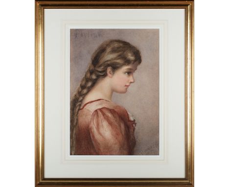 Florence Fox - 'Pauline' (Half Length Profile Portrait of a Young Girl), 19th century watercolour, signed and titled recto, l
