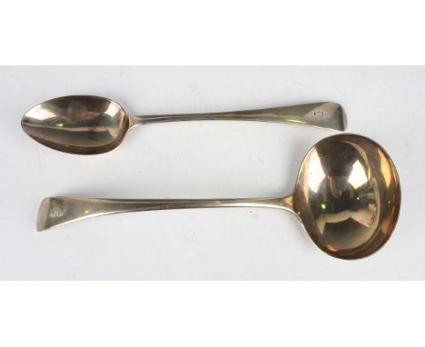 A George V silver Old English pattern soup ladle and a matching serving spoon, Sheffield 1914 by Cooper Brothers &amp; Sons L