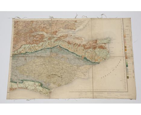 Ordnance Survey (publishers) - Middlesex, London, Kent, Sussex (Geological Map of South East England), electrotype lithograph