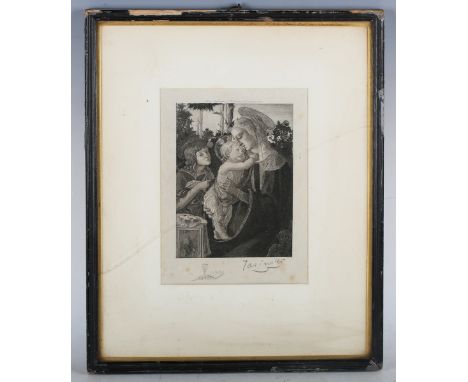 Feliks Stanislaw Jasinski, after Sandro Botticelli - Madonna and Child with the Young St. John the Baptist, etching with engr