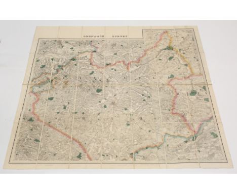 Benjamin Baker (engraver) - Ordnance Survey Map of Leicester, engraving in 28 sections with hand-colouring in outline, foldin