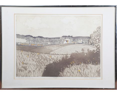 John Brunsdon - 'Towards Abbotsbury', 20th century etching on wove paper, signed, titled and editioned 79/150 in pencil, 48cm