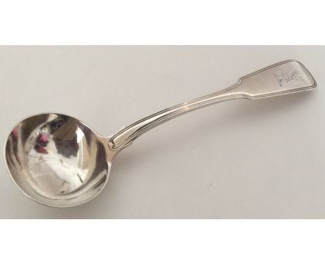 A fiddle and thread pattern silver sauce ladle with stag armorial. London 1809. By Eley &amp; Fearne. Approx. 80 grams. Est. 