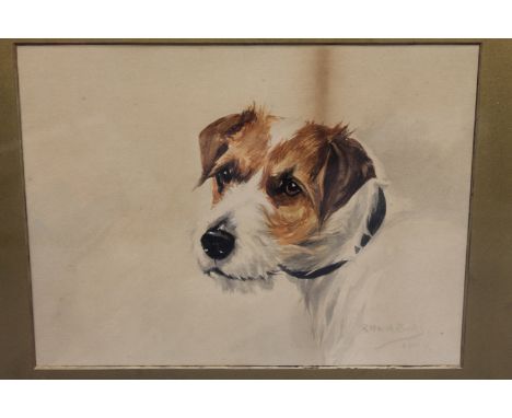 Rueben Ward Binks (1880-1950), Portrait study of a terrier, watercolour, signed and dated 1914, 33cm by 25cm. 