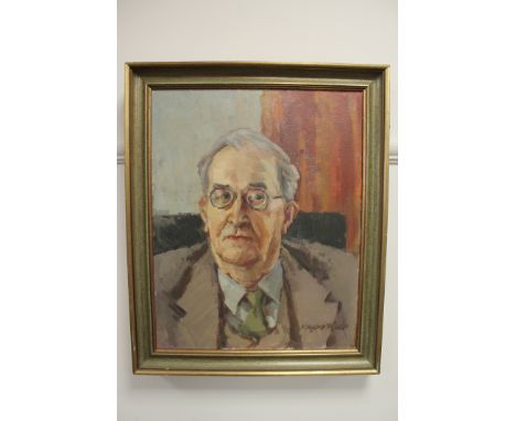 Margaret Peach (20th century), a portrait of an elderly gentleman, oil on canvas, signed, 39cm by 49cm. 