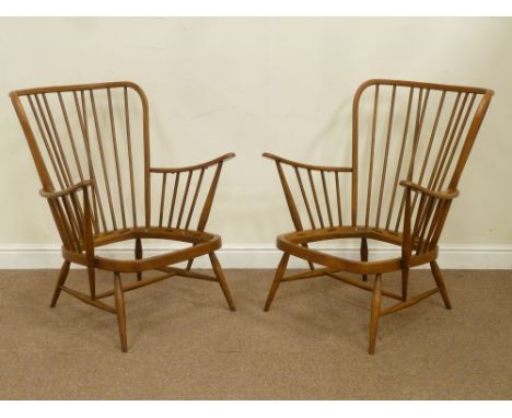Ercol beech 'Cathedra' armchair frames in golden dawn