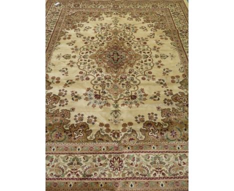 Persian Keshan beige ground rug carpet, 280cm x 200cm