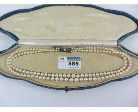 Double string of graduating cultured pearls the pearl set clasp stamped 935