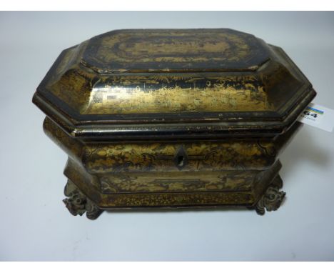 Early-mid 19th century Chinese export tea caddy L23cm 