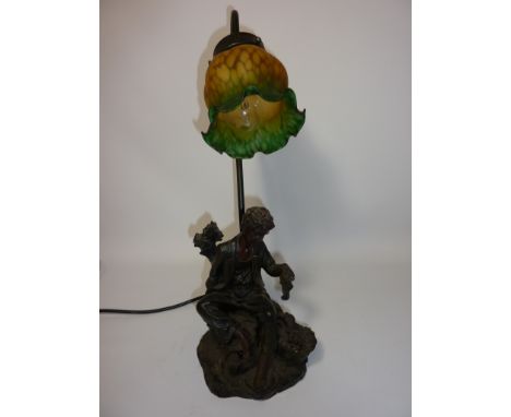 Bronzed figural table lamp H44cm 
