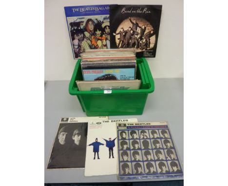 Vinyl - LPs The Beatles 'Hard Day's Night', other Beatles records, Elvis Presley, Rolling Stones and others in one box  Condi