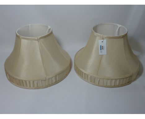 Pair of cream silk lamp shades H24cm 