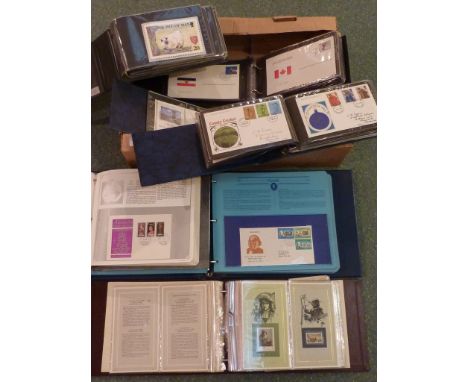 'Hundred Greatest Masterpieces of Art' mint stamps in one album, First Day Covers and PHQ cards in seven albums, in one box